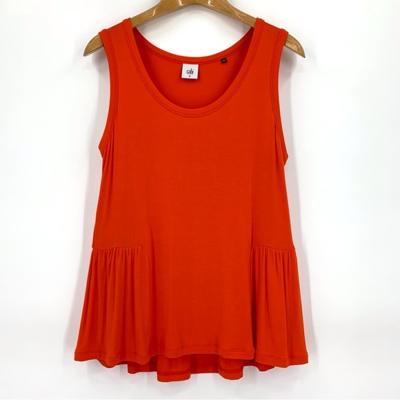 Cabi Hangout Tank # 5402, Orange Deep Scoop Neck Dropped Peplum Tank Top, Medium - Picture 10 of 15